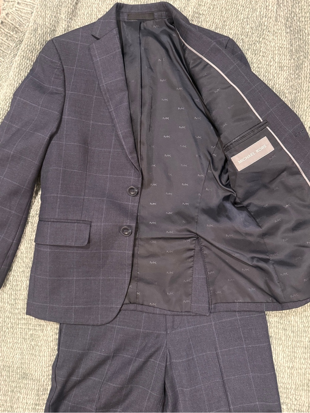 Michael Kors kids Dark Navy Windowpanel Two-Button Suit Jacket